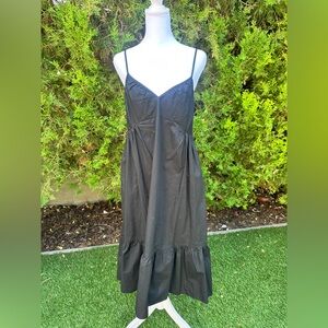 GAP Black Spaghetti Strap Sweetheart A-Line Summer Midi Dress